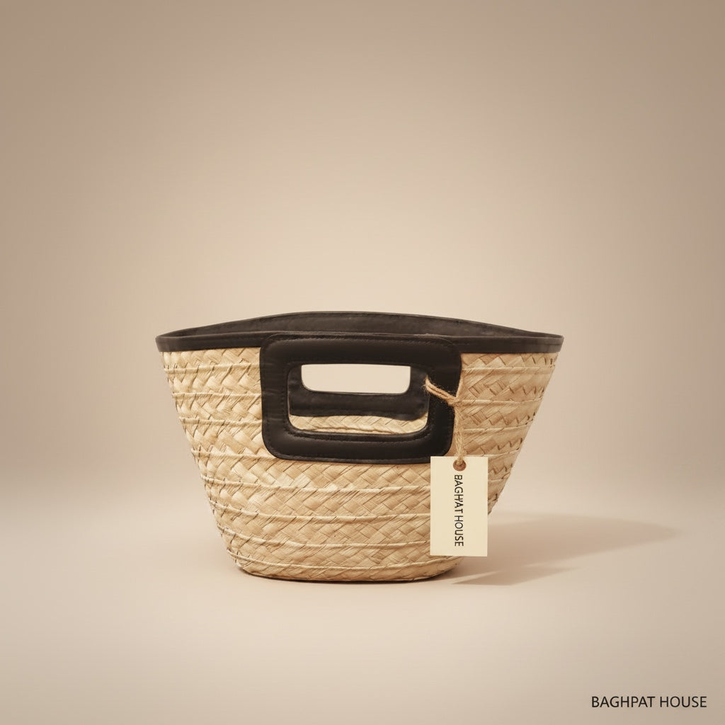 Calella Palm Leaf Basket — Leather Handle