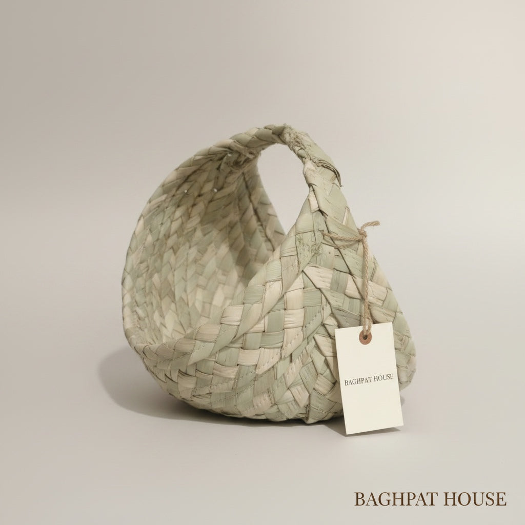 Moradabad Palm Leaf Basket Bag — Natural