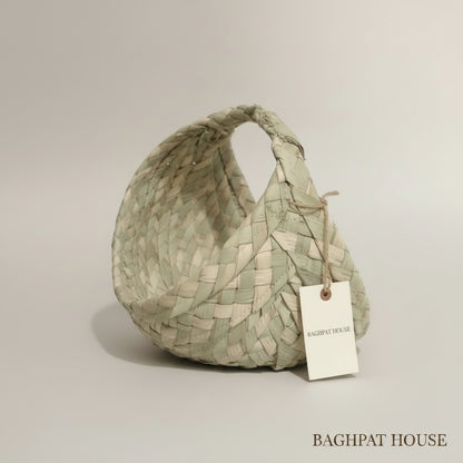 Moradabad Palm Leaf Basket Bag — Natural